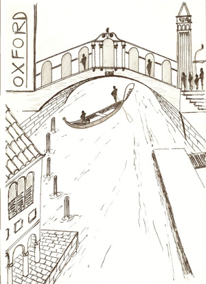 drawing of a Venetian bridge